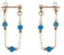 ALOE - Boucles chainette pendante avec 3 pierres apatite en plaqué or - BO21035AP