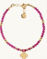 ALOE - Bracelet Rubéllite et Trèfle en plaqué or - BR21001RB