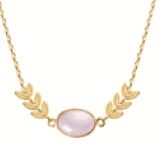 ALOE - Collier feuilles de laurier en plaqué or et quartz rose - CO21056QZR