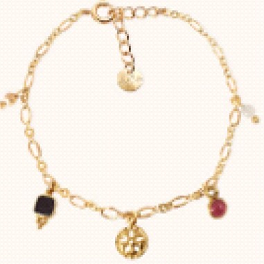 ALOE - Bracelet chaîne striée en plaqué or avec 5 pampilles - BR21039V1