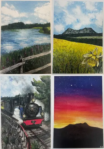 Carte postale création locale (aquarelle) & enveloppe - Artisanad
